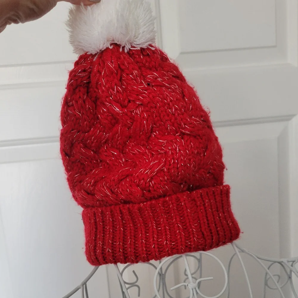 47 Brand Red Knit Beanie with Pom